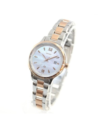 solar mujer Orient Women's iO NATURAL&PLAIN White Mother-of-Pearl Dial Solar Powered Metal Band RN-WG0415A